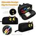 thumbnail image 2 of allydrew 3D Animal Face Pencil Case, Large Capacity 2 Compartment Pencil Pouch for Stationery Tools, Black Cat, 2 of 5