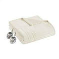 thumbnail image 4 of Serta Contemporary Solid Corded Plush Fabric Queen Heated Blanket in Ivory, 4 of 5
