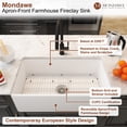 thumbnail image 3 of Mondawe Farmhouse Sink 33 inch Fireclay Apron Front Single Bowl, Kitchen Sink Drop In /Farm Sink Undermount with Custom Bottom Grid & Strainer Drain, 3 of 9