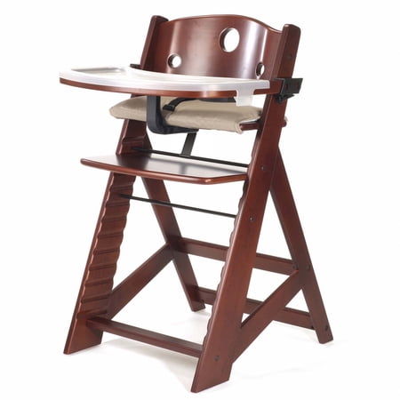 Height Right™ High Chair - Safe, comfortable seat children, adjustable wood high chair is ideal for children aged 6 mos. to 3 years- MAHOGANY