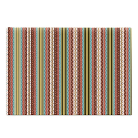 

Bohemian Stripe Cutting Board Dots and Drops on Vivid Vertical Lines Fiesta Tribal Boho Art Print Decorative Tempered Glass Cutting and Serving Board in 3 Sizes by Ambesonne