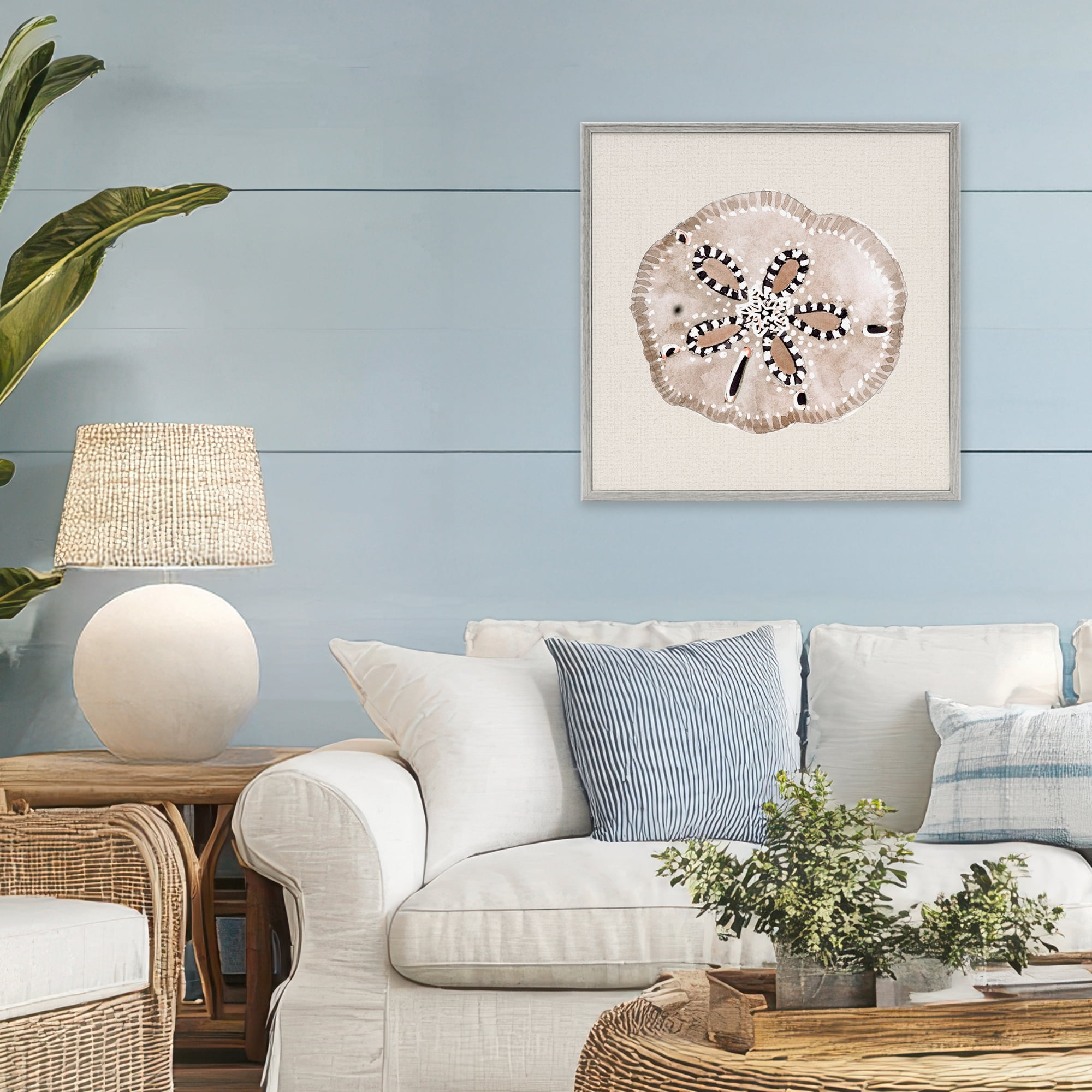 Stupell Industries Taupe & Beige Sand Dollar Gray Framed Giclee Art, design by Lanie Loreth