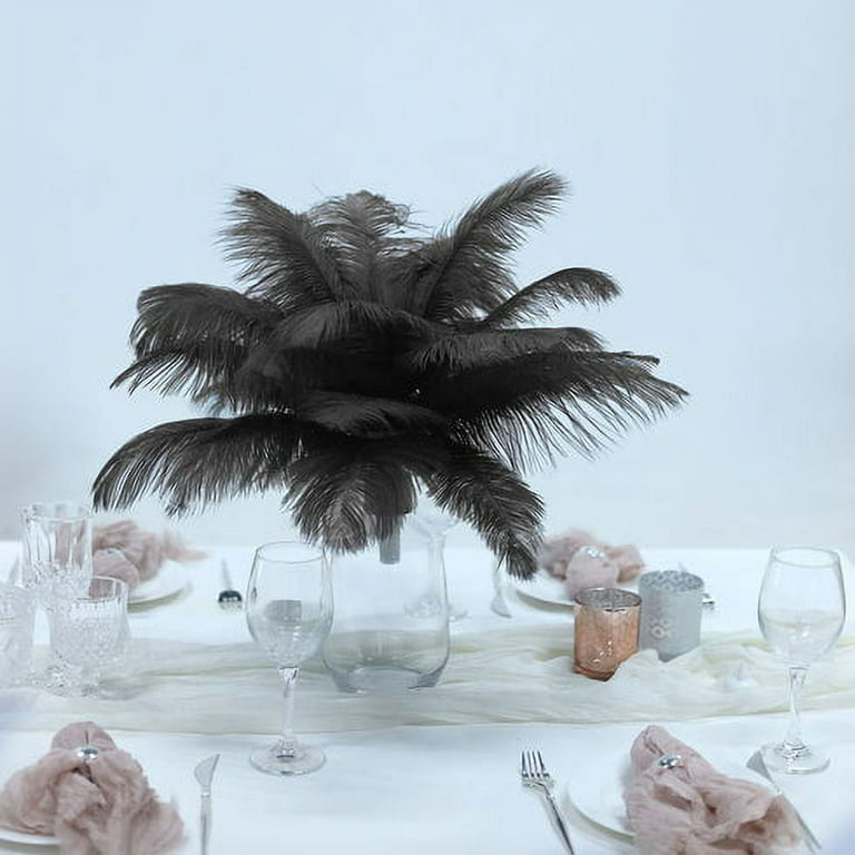 13-15 Fabulous Natural Ostrich Feathers-12PCS - Black
