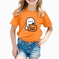 thumbnail image 4 of KPOPLK Halloween Shirt for Toddler Girl Pumpkin Ghost Print Crewneck Short Sleeve Tshirt for Kid Halloween Clothes Top for 1-14Years,Size 9-10 Years, 4 of 6