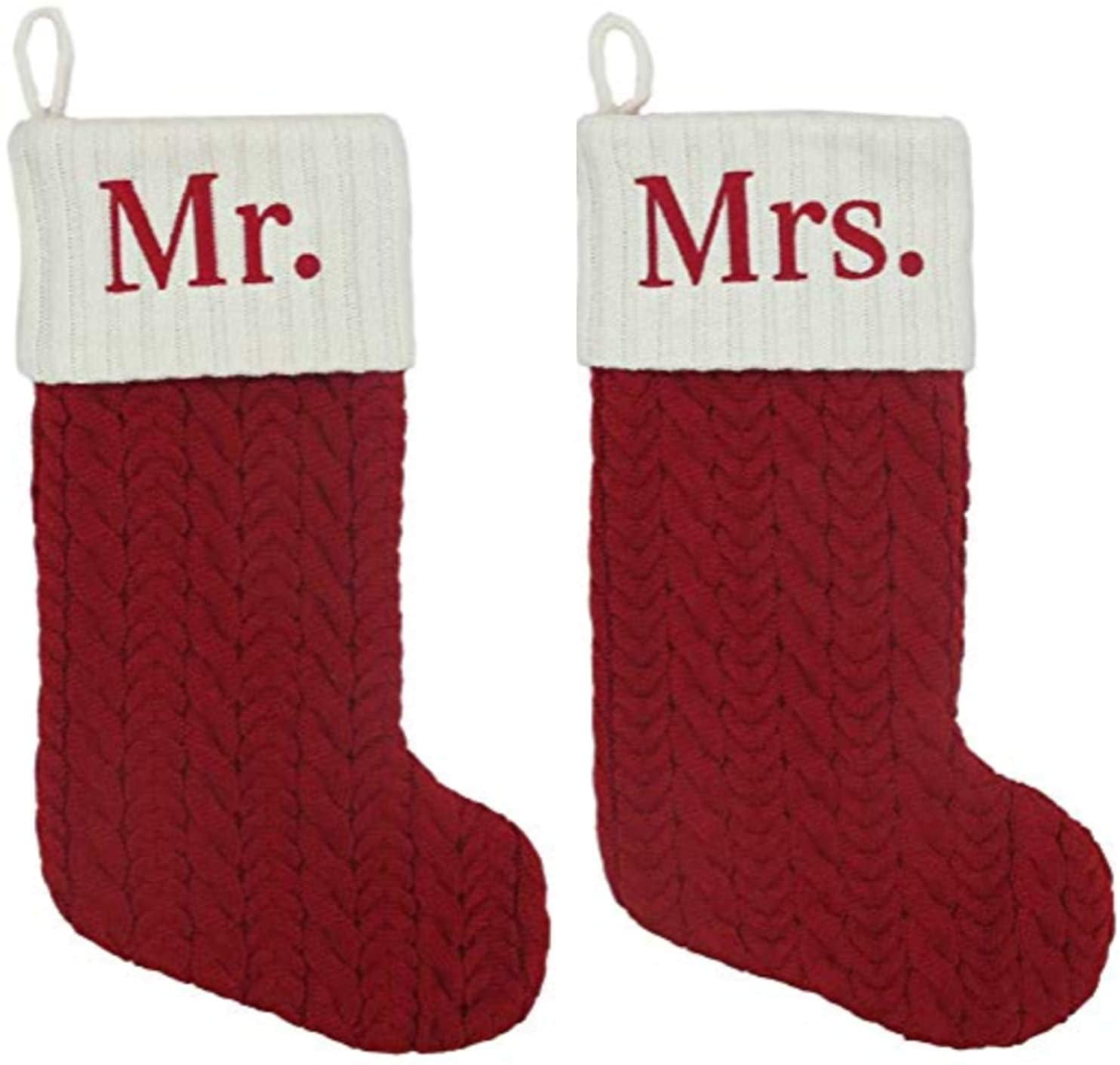 St. Nicholas Square Red Cable Knit Monogram Christmas Stockings, 21