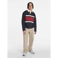 thumbnail image 2 of No Boundaries Rugby Fleece Polo Shirt with Long Sleeves, Men's XS-5XL, 2 of 6