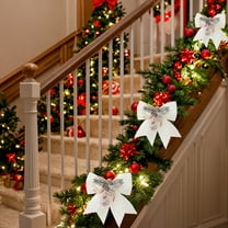 Litrail Christmas Glitter Bow, Iridescent 5.9in Plastic Sparkle Bow for Christmas Tree, Garland & Gift Decor