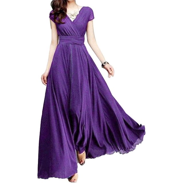 Discountstore145 Vestido largo para mujer, otoño, invierno, elegante, color liso, cuello en V, manga corta, parte delantera cruzada, cintura ajustada, para cóctel, fiesta, para boda de noche Xishao ropa