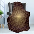 thumbnail image 4 of Fleur De Lis Soft Flannel Fleece Blanket, Royal Lily Flower Inspired Floral Baroque Style Dark Pattern Modern Style Artwork, Cozy Plush for Indoor and Outdoor Use, 50" x 70", Brown, by Ambesonne, 4 of 5