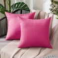 thumbnail image 1 of Chenchen Pack of 2 Decorative Outdoor Solid Waterproof Throw Pillow Covers Faux Linen Garden Farmhouse Cushion Cases for Patio Tent Balcony Couch Sofa 20x20 Inch Hot Pink, 1 of 1