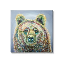 Modern Bear Rainbow Fur Strokes Animals & Insects Painting Gallery Wrapped Canvas Print Wall Art