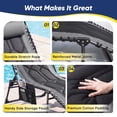 thumbnail image 5 of Vineego Outdoor Folding Chaise Lounge Chair, Portable Reclining Adjustable Metal Tanning Chair with Side Storage Bag for Beach Patio Pool, Gray, 5 of 10