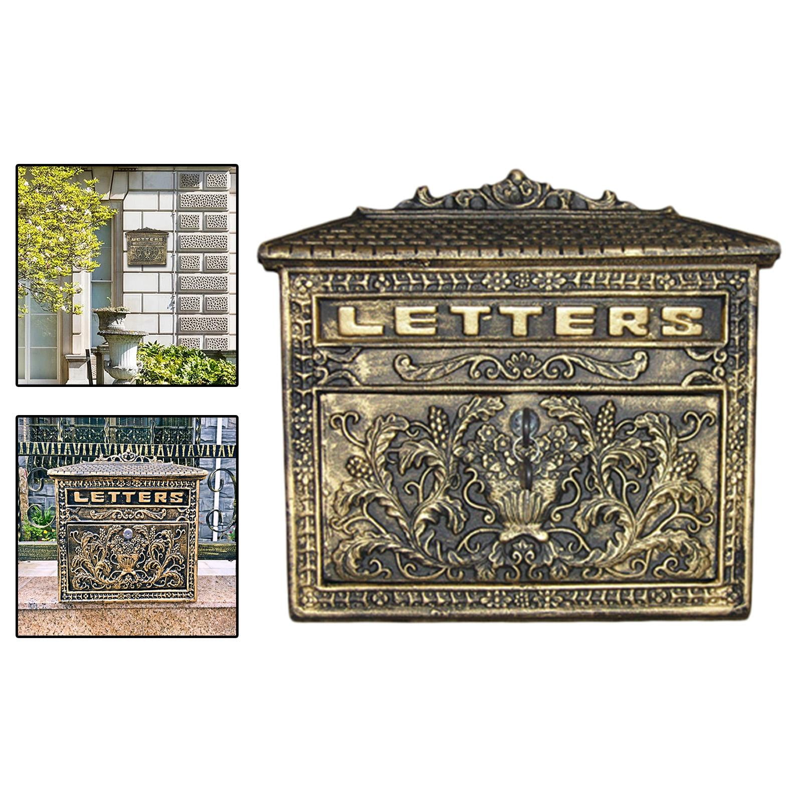 Vintage Mount Mailbox Lockable Waterproof Iron Postbox Letterbox