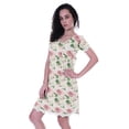 thumbnail image 3 of Moomaya Printed Nightwear Dress For WomenS Short Sleeve V-Neck Sleepwear Nightgown Dress, 3 of 5