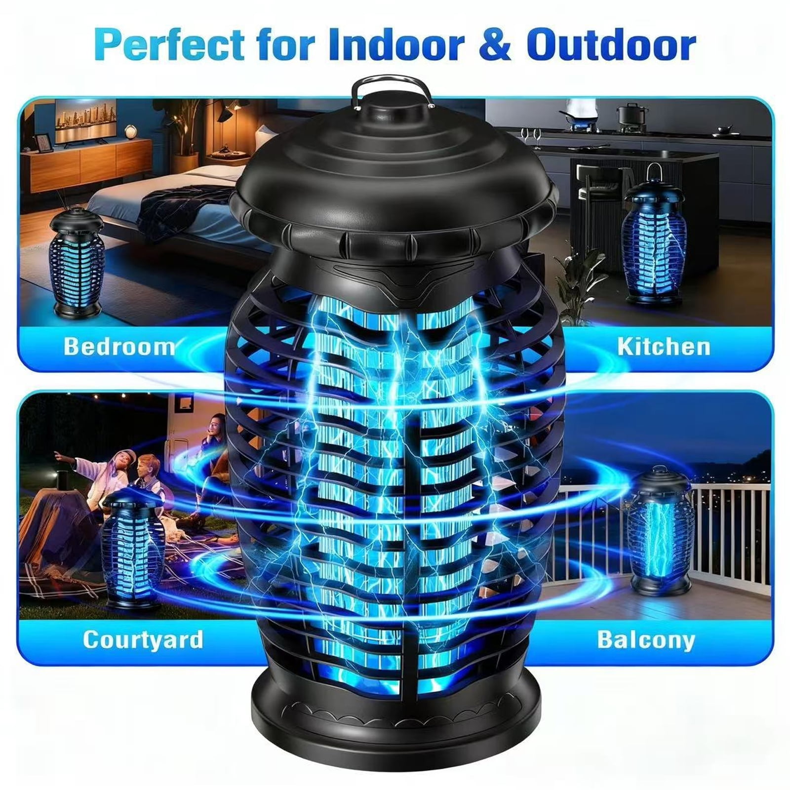 4200V Powerful Grid Electric Bug Zapper with Switch, 15W Extra Brightness Waterproof Trap
