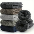 thumbnail image 2 of Estbridge 5pcs Men‘s Winter Crew Socks - Thick  Warm Fleece-Lined for Outdoor Activities & Hiking, 2 of 7