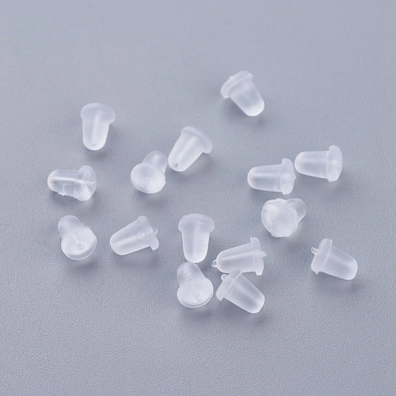 1 Bag Plastic Ear Nuts Earring Backs Clear 6x4.5mm Hole: 0.5mm