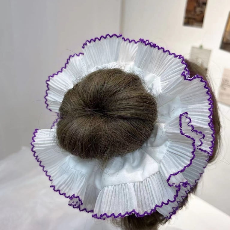 Hair Scrunchies Set of 2 Ruffled Polyester for Thick or Thin Hair Women Kitsch Ruffled Scrunchie - Black : Target main image 2
