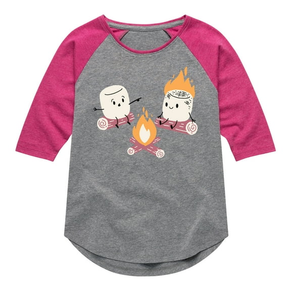 Instant Message - Marshmallow Fire - Toddler & Youth Girls Raglan Graphic T-Shirt