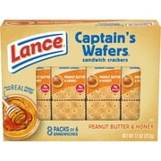 Lance Sandwich Crackers, Captain's Wafers Peanut Butter and Honey, 8 Packs, 6 Sandwiches Each