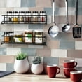 thumbnail image 6 of Metal Spice Rack - 2pcs Hanging Long Kitchen Rack Spice Rack for Wall Kitchen Cabinet Kitchen Cabinet Doors Deco Countertop 29 x 6.35 x 6cm Black, 6 of 8