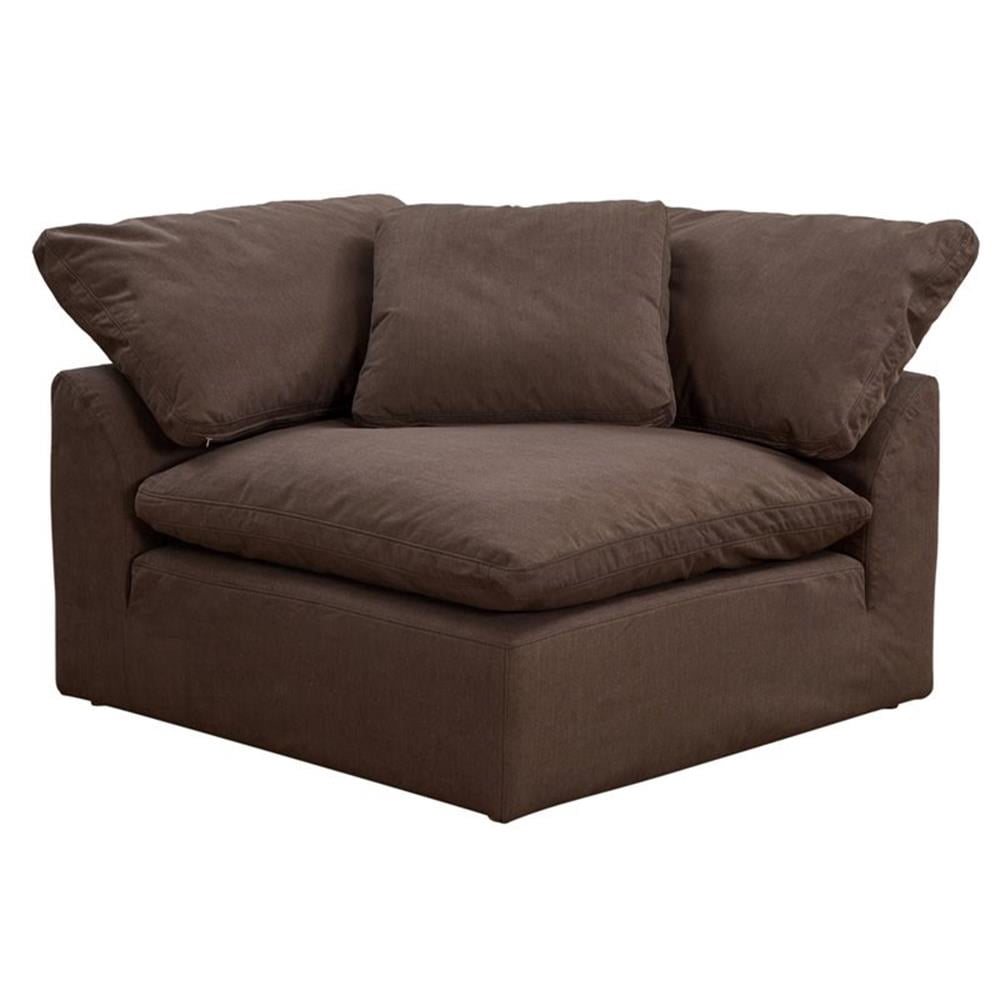 Sunset Trading Puff 6-Piece L-Shape Fabric Slipcover Sectional in Brown