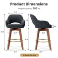 thumbnail image 4 of AFO 26" Upholstered Counter Height Bar Stools Set of 2, Modern Swivel Bar Stool with Armrests & Solid Wood Legs, Mid Century Barstool Island Chairs for Kitchen Island Dining Room, Dark Blue, 4 of 12