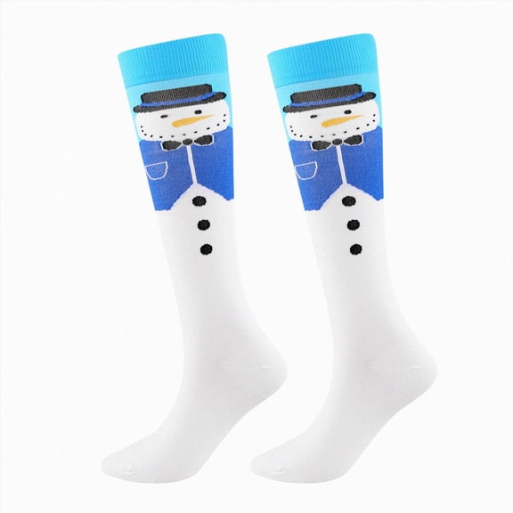 NOLDARES Christmas Print Compression Socks for Women Men 20-30mmhg Knee High Stocking for Sports Running Travel Nurses(S021-X)