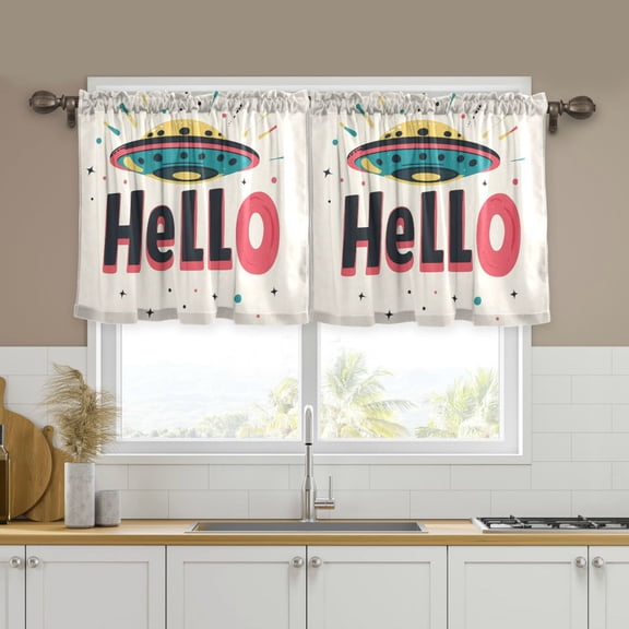 Yayeee Kitchen Curtains Tier Set of 2 Light Filtering 57"x24" Over Sink Window Panels, Beige UFO