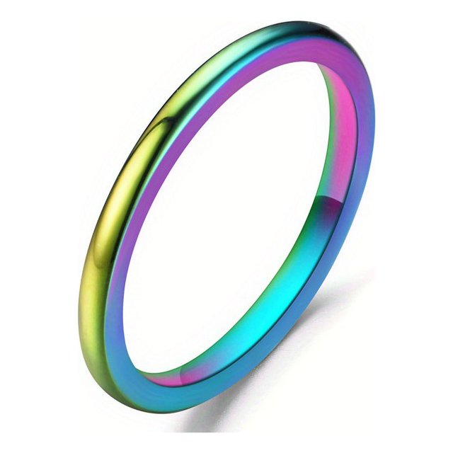 1pc Unisex Couples Ring Set - 2mm Stainless Steel Stackable Rings for Engagement and Wedding