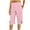 Pink, variant on BiZtdJrK Womens Bermuda Shorts Knee Length Elastic Waist Cotton Linen Shorts Button Side Split Summer Beach Shorts with Pockets Army Green XXL