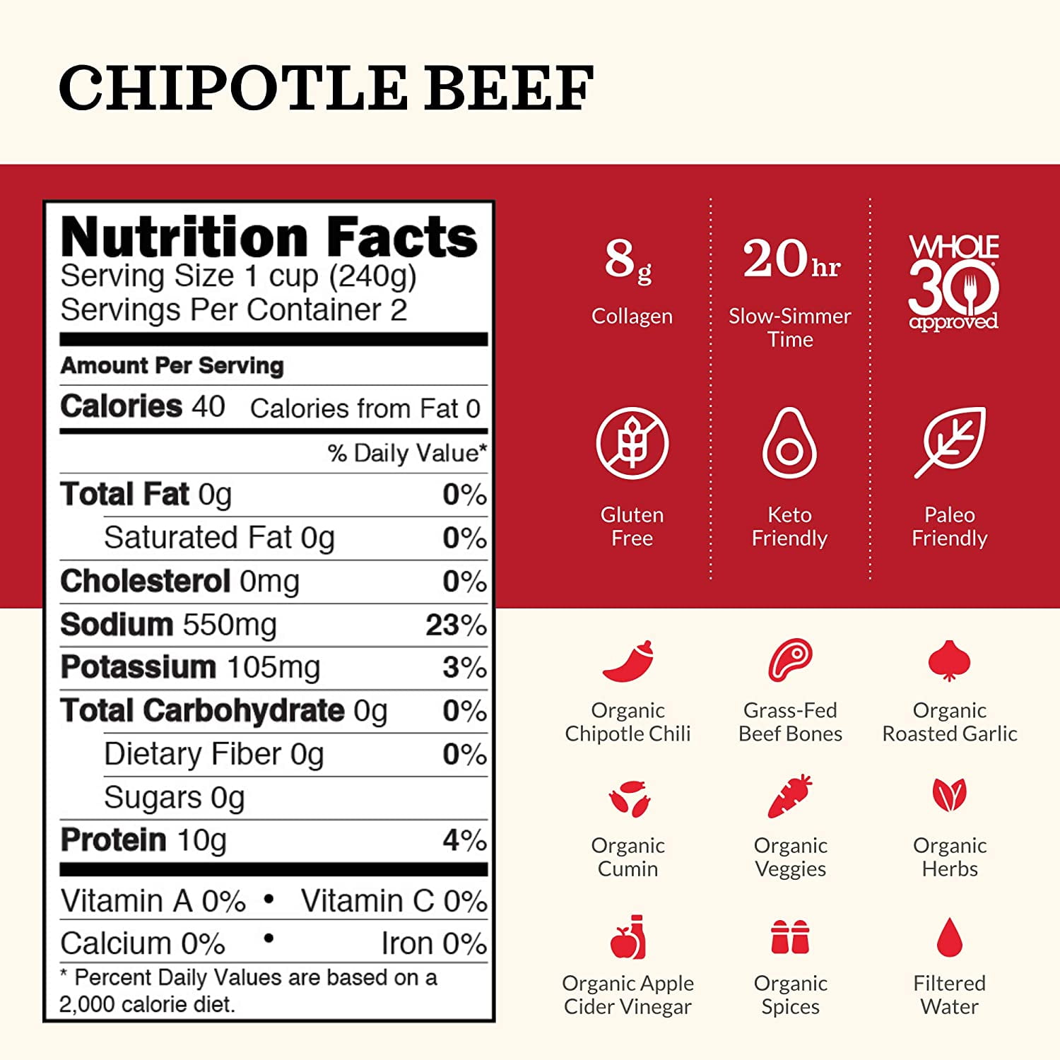 Kettle & Fire Chipolte Beef Bone Broth 16.9 oz Pack of 2
