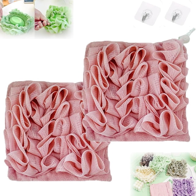 Loufee, The Leeffa Soft Loofah and Washcloth, Leefa Loofah, Ducha Loofah con cordón, 2 en 1 Ducha Loofah (2PCS-G)