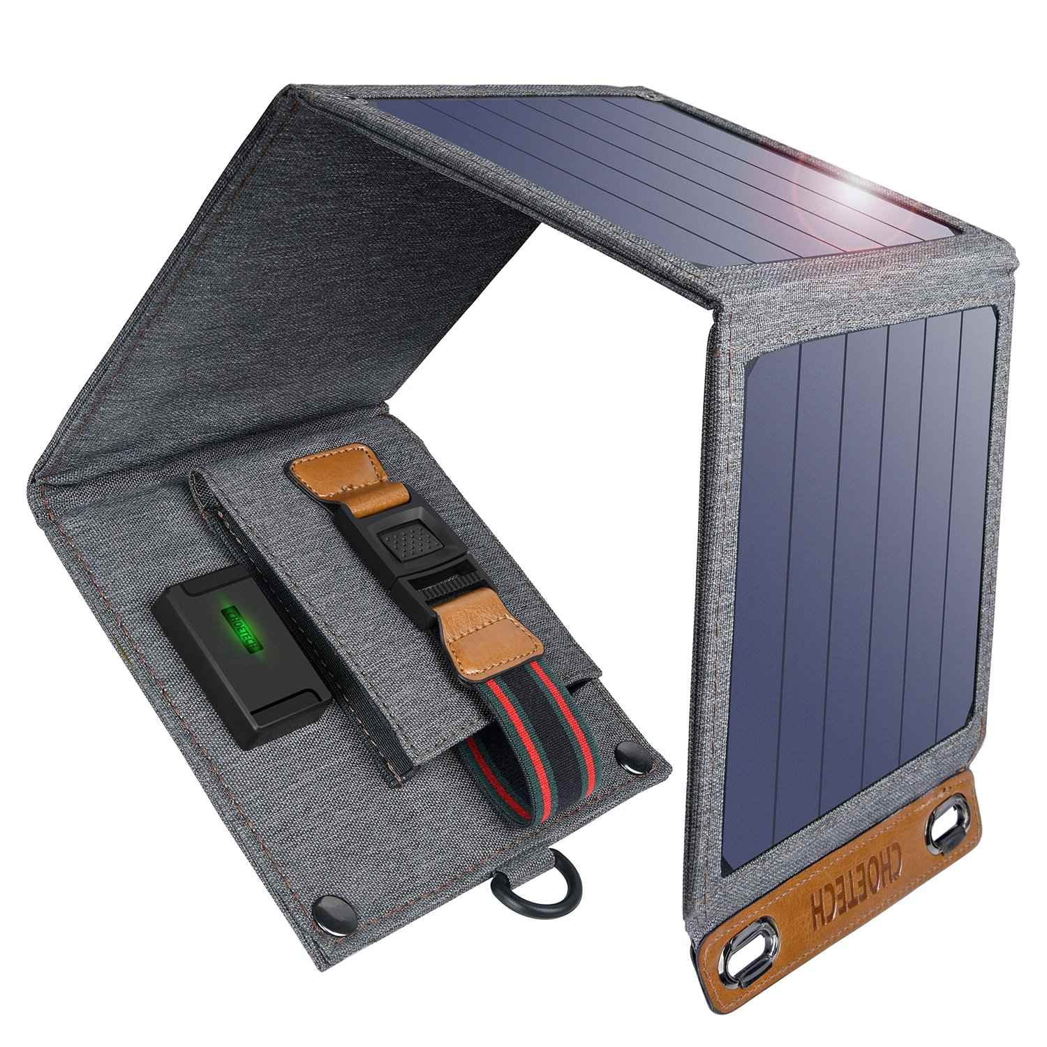 24W Solar Panel with 2 USB Ports Waterproof Foldable for Android iPhone Tablet 