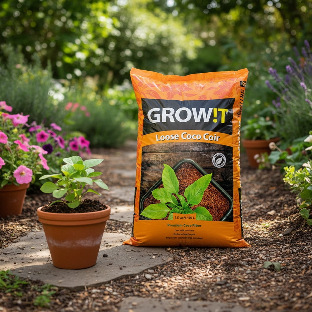Hydrofarm GROW!T Coco Coconut Coir Fiber Garden Loose Growing Medium, 1.5 Cu Ft