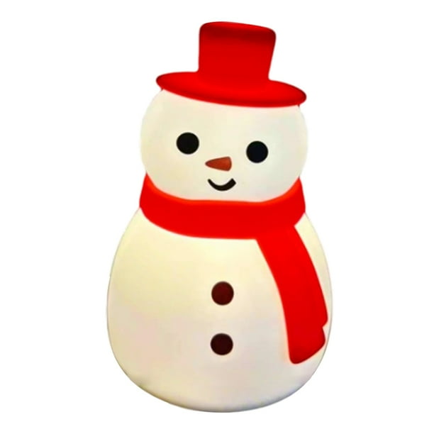 Luz nocturna de silicona con forma de muñeco de nieve, LED, lámpara de ambiente colorida, recargable, perfecta para Navidad