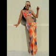 thumbnail image 4 of Vestido Maxi de Baño con Estampado Floral Triangular y Espalda Descubierta para Mujer Color Naranja S, 4 of 8