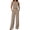 Khaki, variant on Womens 2 PC Sets Sleeveless Crew Neck Tanks Elastic Waist Full Length Pants with Pockets Loose Fitted Casual Sets for Daily Wear(XXL,Black)