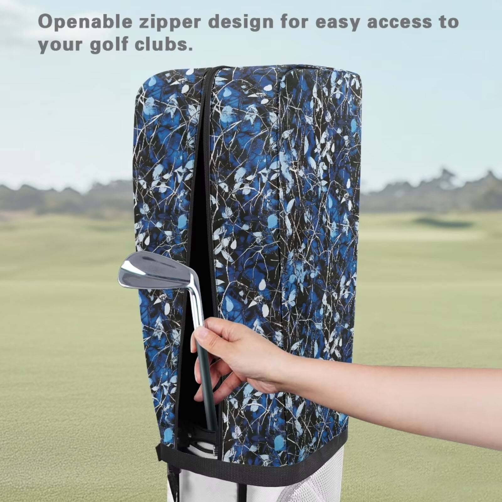 Chririnla Blue Hunting Camouflage Golf Bag Dust Cover Lightweight Dust Hood with Zipper Universal Fit for Most Golf Bags Golf Club Accessories