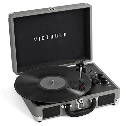 Tocadiscos portátil Victrola Vintage 3 velocidades con Bluetooth y altavoces incorporados