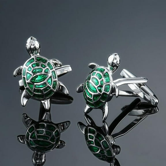 harmtty Fashion Women Men Cartoon Alloy Turtle Suit Shirt Sleeve Button Cufflinks Gifts