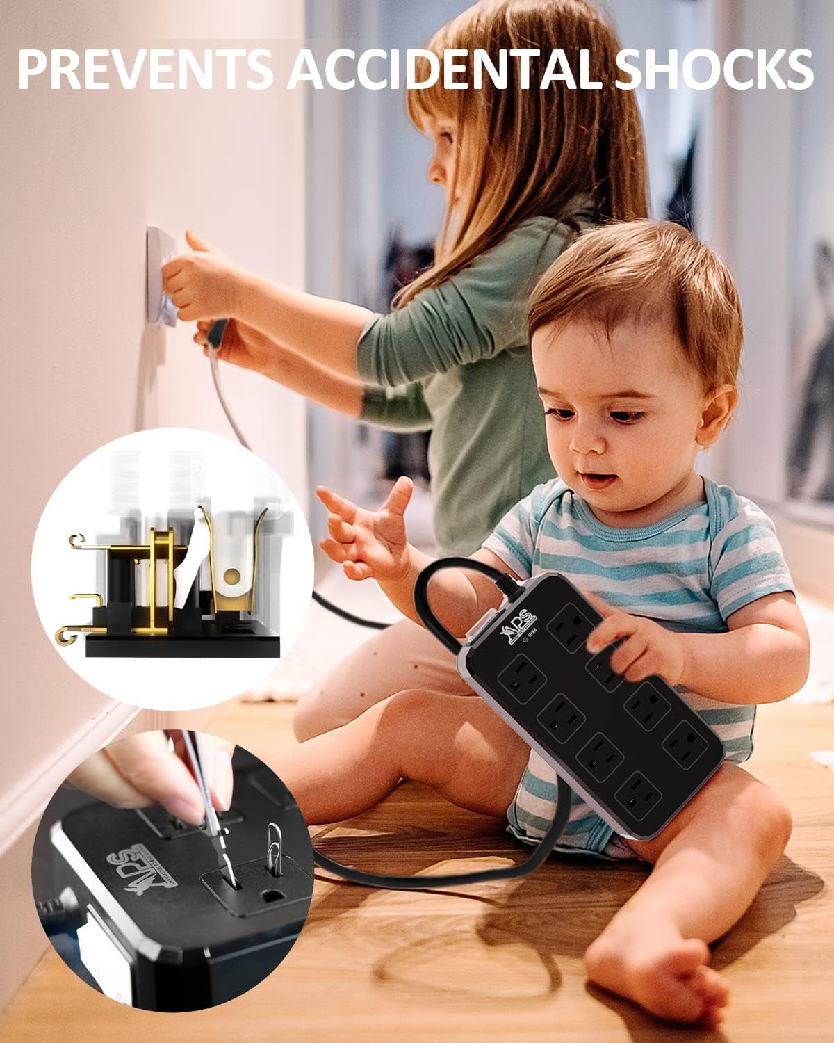 IPX6 Outdoor Power Strip Weatherproof, Waterproof Surge Protector with 6 Wide Outlet(10FT)+3 USB(1 USB C) Ports,Wall Mountable for Outside Decorations (Black)