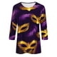thumbnail image 5 of RKSTN Mardi Gras 3/4 Sleeve T Shirts for Women Top Oversized Crewneck Carnival Mask Print 3/4 Length Sleeve Shirt Womens Casual Round Neck Mask Tuesday Carnival Party Three Quarter Sleeve Tee Shirt, 5 of 5