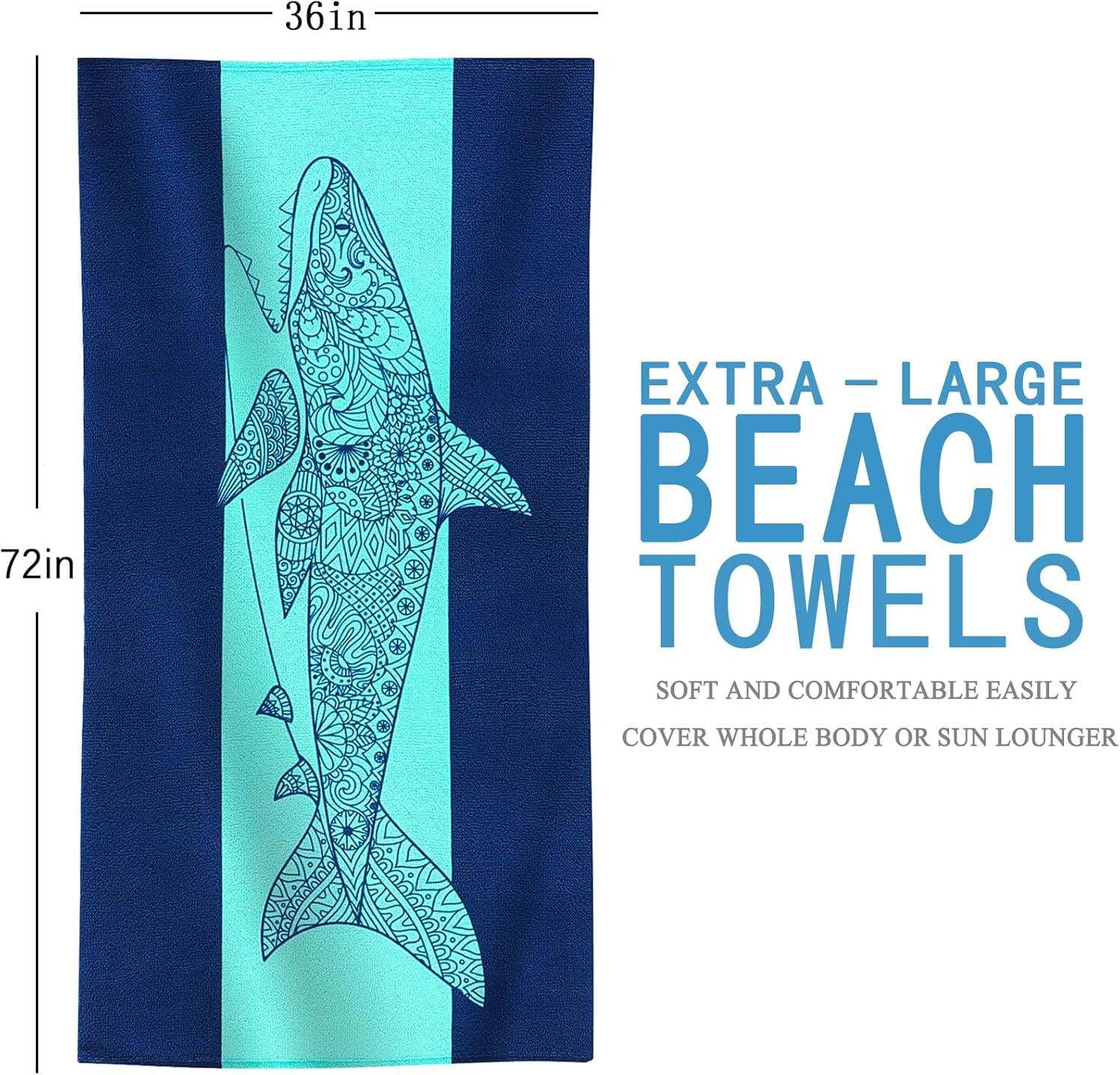 2 Packs Oversized Beach Towel Set 36 x 72 in Large Big Pool Camping Swim Clearance Soft Towels Travel Essentials Accessories Must Haves Vacation Necessities Adult Gifts