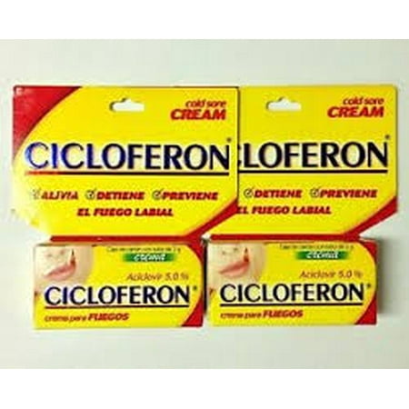 2 Pk. Cicloferon Crema Tratamiento del Fuego Labial 2g. Cold Sore Treatment Cream Original Set of