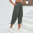 thumbnail image 6 of JoveMarine Women's Lightweight Cargo Capris - Elastic Waist Stretch Casual Pants with Pockets, Summer Cropped Trousers for Outdoor Walking,Gray S, 6 of 8