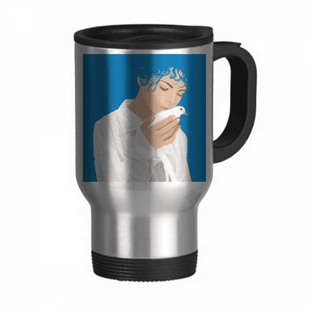 

Blue Peace Girl Anti-war Pattern Travel Mug Flip Lid Stainless Steel Cup Car Tumbler Thermos