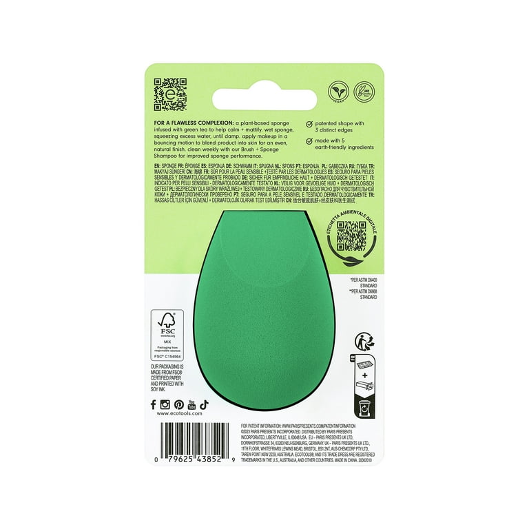 EcoTools Green Tea Bioblender, Makeup Blending Sponge for Foundation, 1  Count