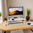 thumbnail image 6 of White Monitor Stand Riser — Desktop Computer Stand & Monitor Riser for Desk, 6 of 6