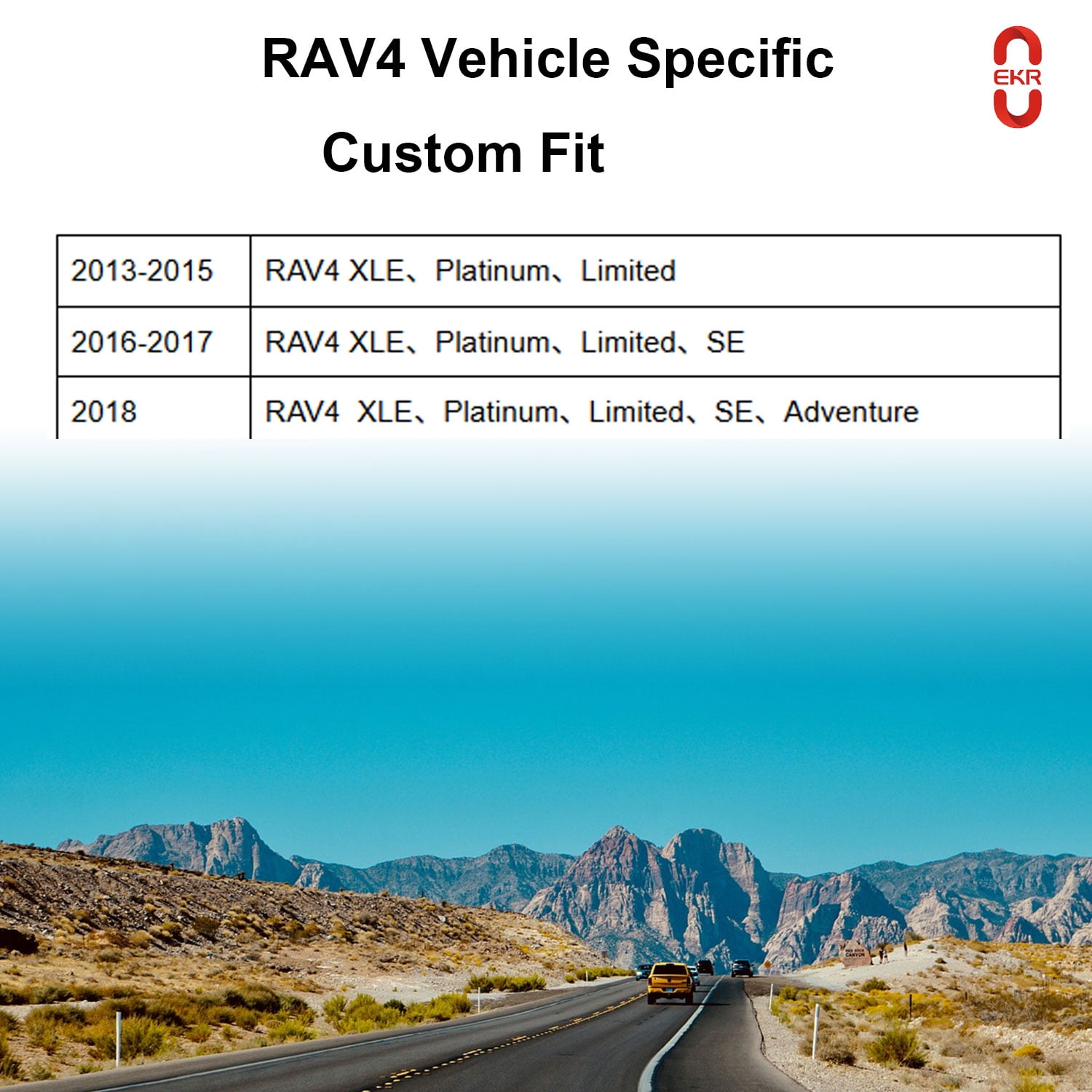 EKR Custom-Fit RAV4 Car Seat Covers for Toyota RAV4 XLE,Platinum,Limited 2013-2018 (NOT for Hybrid) Full Set,Leather (Black with Gray)